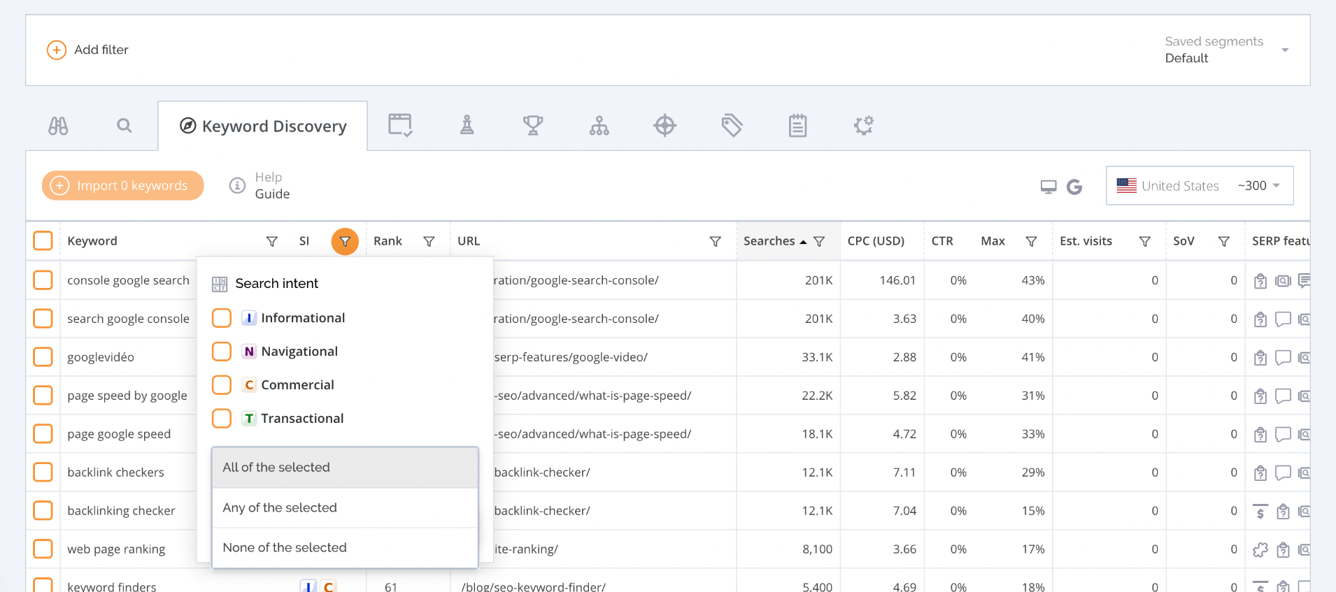AccuRanker keywords management